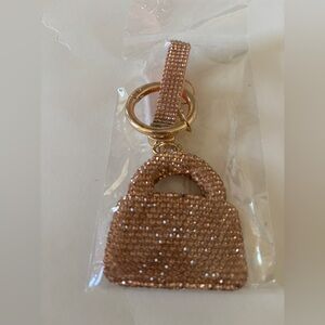 Crystal Embellished Mini Bag Keychain - Rose Gold